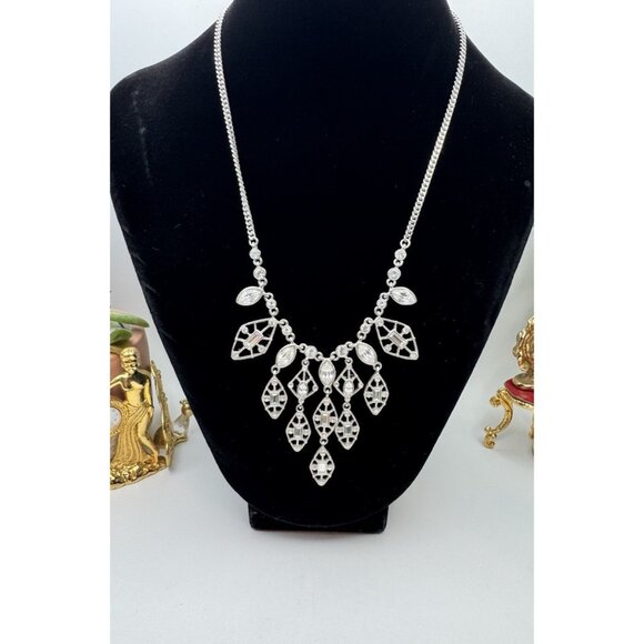 Givenchy Swarovski Crystal Teardrop Necklace And Bracelet Silver Tone Set - Picture 2 of 12